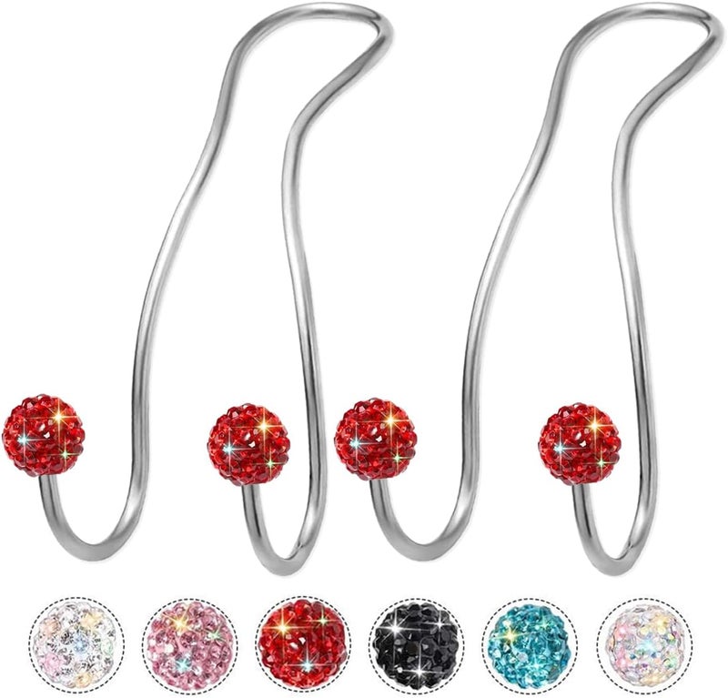 MTGOCHA Bling Purse Hook for Car Headrest, Upgraded Cute Car Seat Hooks for Bag Handbag, Durable Stainless Auto Purse Hanger Holder 2 Pack, Red - Image 1